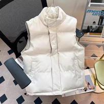 Hong Kong Trendy Brand Men's Cotton Stand Collar Sleeveless Vest: Autumn/Winter Warm Outerwear 3XL pilkšvai balta