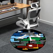 Minecraft Steve, Pixel Art Kėdės kilimėlis Apvalus kilimas Biuro kilimas, Skalbiamas mašinoje, Neslystantis, Tinka svetainėms, Miegamiesiems 80cm black