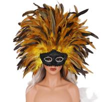 Stilinga plunksnų veido kaukė su nuimama plunksna. Patogus kostiumo aksesuaras karnavalams, „Cosplay“ renginiams. T11 black
