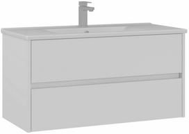 Vonios spintelė su praustuvu Kalune Design Side, balta matinė sp., 45 cm x 100 cm x 52 cm