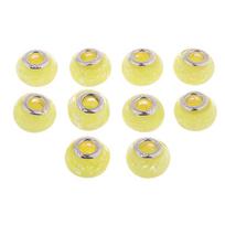 10 vienetų folijos 12 mm lempos stiklo apvalūs karoliukai papuošalams gaminti, mėlyni 14mm geltona