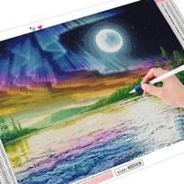 5d deimantų tapyba peizažas Auroros deimantinis siuvinėjimas fantazijos pilnas apvalus mozaikos kalnų krištolas 20X30 gray