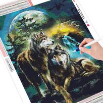 Deimantiniai siuvinėjimai vilkai Deimantiniai paveikslai Visą apvalų atvykimą gyvūnai Deimantiniai mozaikos paveikslėliai 20X30 gray