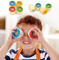Wooden Educational Magic Kaleidoscope Baby Kid Children Learning Puzzle Toy brown
