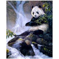 Visas 5D „pasidaryk pats“ deimantinis paveikslas krioklio panda deimantinis siuvinėjimas kryželiu namų dekoras, rankų darbo dovana 25x30cm gray