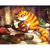 5D „pasidaryk pats“ deimantinis siuvinėjimas mozaikos katės namų dekoravimas animacinių filmų, gyvūnų deimantų tapyba 20X30CM orange