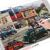 Deimantinis paveikslas Gatvės kryžminis dygsnis pilnas kvadratinis deimantinis siuvinėjimas Kalnų krištolas Kraštovaizdis Automobilių Dovanų Dekoras namams Full Square 20X30CM gray