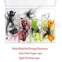 Bimoo Fly Fishing Poppers Floatable Popper Lure For Bluegill Bass Fishing White Red Black Chartreuse Orange #2 black