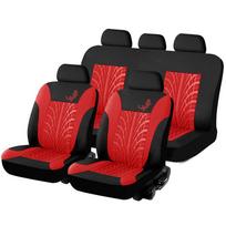 9 vnt./komplektas, pilnai apgaubiantis universalus automobilio sėdynės užvalkalas Gecko tinklinis audinys Four Seasons universalus automobilio sėdynės užvalkalas su padangų takelio stiliaus automobilio sėdynės apsauga universal-9pcs raudona