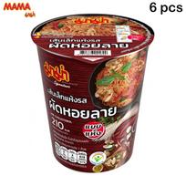 Mama Signature Cup greitai paruošiami ryžių makaronai, aštrūs, kepti kūdikių moliuskų skonio makaronai, 55 gx 6 vnt – tailandietiškas maistas 55 g x 6 pcs black