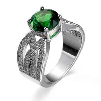 Bella Box Elegant Green Zirconia Lady Ring Party Hollow Out Design Delicate Anniversary Gift Luxury Fashion Jewelry For Women 6 žalia