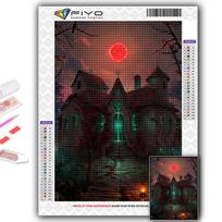 5D DIY Diamond Embroidery Halloween Pumpkin And Witch Castle Diamond Painting Mosaic Home Decoration Full Round 20X30CM