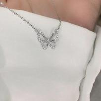 925 sterlingų sidabrinė grandinėlė cirkonio drugelio žavesio karoliai ir pakabukai Choker Statement karoliai moterims papuošalai Dz597 sidabras