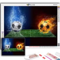 5D „pasidaryk pats“ deimantinis piešimas ugnies ir vandens futbolo kryželiu Siuvinėjimo deimantais mozaika Full Round 20X30CM