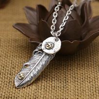 S925 Sterling Silver Jewelry Retro Thai Silver Feather Flying Eagle Tag Personality Men and Women Pendant