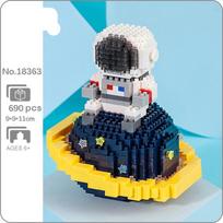18363 Kosmoso astronautas Kosmininkas Žemės Mėnulio žvaigždė 3D modelis „Pasidaryk pats“ mini deimantiniai blokeliai, plytos, statybinis žaislas vaikams be dėžutės blue