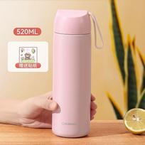 Large Capacity   Thermos Cup 520ml Vacuum Flasks Portable Stainless Steel Thermos Cup Water Bottle Travel Tea Mug Office Thermos Cup 520ml rožinė