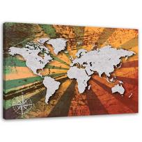 Canvas print, Grey vintage world map 60x40 oranžinė