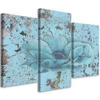 Trijų dalių paveikslų spauda ant drobės Turquoise Flower 60x40 mėlyna