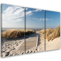 Trijų dalių paveikslų spausdinimas ant drobės Beach Sea Sand Nature 60x40 mėlyna