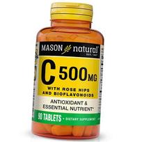 Vitaminas C su rožių klubais ir bioflavonoidais, vitaminas C 500 su erškėtuogėmis ir bioflavonoidais, Mason Natural 90 tabs (36529008) 90tab