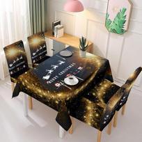 Kalėdinė staltiesė Kalėdų snaigės valgomojo kėdės užvalkalas, atsparus vandeniui Navidad Bell valgomojo stalo užtiesalas Namų vakarėlis 1pc Chair Cover beige