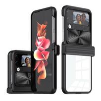 Madingas akrilinis skaidrus sulankstomas telefono dėklas, skirtas Samsung Galaxy Z Flip 4 5g Flip4 Zflip4 fotoaparato apsaugos telefono priedų dangtelis for samsung Z Flip 4 juoda