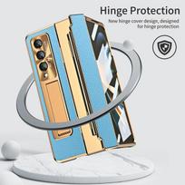 Kickstand odinis prabangus sulankstomas telefono dėklas, skirtas Samsung Galaxy Z Fold 4 Fold4 Fold3 Fold 3 Zfold4 Grūdinto stiklo apsauginė plėvelė for Samsung Z Fold 3