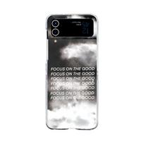 For Samsung Galaxy Z Flip 4 3 Case Grey Cloud English Pattern Painted Transparent Folding Shockproof Clear Hard Case Accessories For Galaxy Z Flip 3
