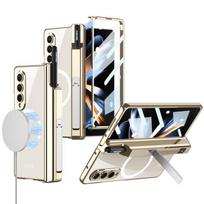 Galvanizuotas dėklas rašikliui su laikikliu Samsung Galaxy Z Fold 4 5g, Magsafe magnetiniam belaidžiam įkrovimui, su priekinės plėvelės dangteliu For Samsung Z Fold 4 auksas