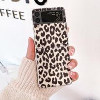 For Samsung Galaxy Z Flip 4 3 Case Leopard Print Painted Transparent Shockproof Pc Hard Back Cover For Samsung Zflip4 Flip3 Case For Samsung Z Flip 3