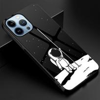 Mielas Astronaut telefono dėklas, skirtas iPhone 14 13 11 12 Pro Max Mini Xs Xr X 7 8 6s Plus Se 2022 Prabangus grūdinto stiklo dangtelis Fundas For iphone SE 2022 black