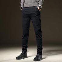 Light Luxury Slim Fit Elastic Straight Tube Casual Pants for Men Spring and Autumn New Brushed Pants for Men Light Business Autumn Pants 28 black