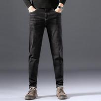 Pavasario ir rudens nauji džinsai vyrams Korėjos versija Trend Juoda Pilka Aukščiausios klasės Slim Fit Mažoms pėdoms Elastingos Universalios laisvalaikio ilgos vyriškos kelnės 28 black