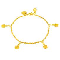 24k Real Gold Bracelet 5 Stars Pendant Bracelet Gold Plated For Women 'S Wedding Jewelry Gifts yellow