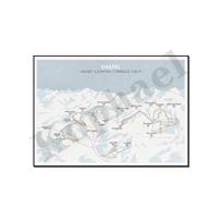 French Alps. Avoriaz. La Plagne. Cavaliers. Courchevel. Escape Mountain. Châtel. Ski Map Poster 21cm×30cm NoFrame white
