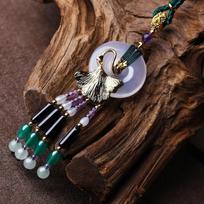 Senoviniai pakabukai karoliai Moteriškas megztinis ilgas karoliai Virvė grandinė Etninio akmens karoliai madingi papuošalai