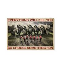 Inspirational Quote Canvas Painting Rugby Rhino Funny Poster and Prints Wall Art Pictures for Living Room Home Decor No Frame 21*30cm