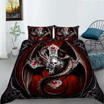 Namų patalynės komplektas Nauja lovatiesė Skull Head Print Šeimos miegamojo viso dydžio antklodės užvalkalas ir pagalvės užvalkalas iš mikropluošto UK Single 135x200cm
