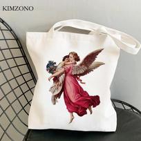 Angel pirkinių krepšys perdirbti krepšys krepšys bolso bolsa maišelio virvelė bolsas ecologicas austas sacola griebtuvas 24*26cm white