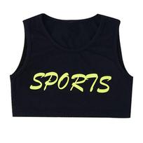 Kids Girls Jazz Dance Performance Costume Letter Print Round Neck Sleeveless Crop Tank Top Vest 5-6 Years fluorescencinė žalia spalva
