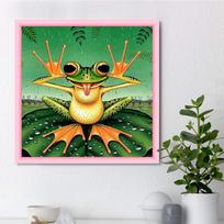5D Diy Diamond Painting Funny Tree Frog Diamond Embroidery Full Lay Anime Cross Stitch Kits Home Decor Handmade Gift Round 25x25cm