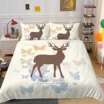 3D Elk Bedding Down Duvet Cover Pillowcase 2 or 3 Animal Printing Microfiber Fabric Single Bed Double Bed Super Soft Bedding DE 100x135cm