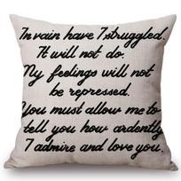 Black and White Jane Austen Quotation Letter Print Concise Nordic Sofa Chair Cushion Case Cotton Linen Pillow Cover Home Decor 450mm*450mm black