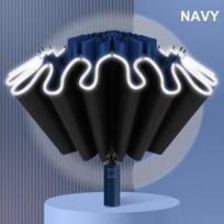 16 Ribs Vyrų Moterų Skėtis Didelis Neperpučiamas Vėjui Atspindinčios Juostos Atbulinės eigos automatiniai skėčiai Saulės Lietus Prabangūs Verslo Kelionės Automobiliu gray