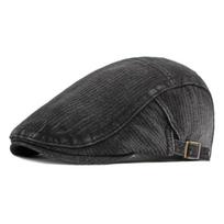 Men Women Retro Beret Hats Denim Boina Unisex Newsboy Hat British Style Design Painter Caps Adjustable Beret Flat Cap 55-60cm (Adjustable) juoda