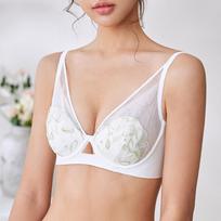 Ladies Sexy Soft Underwire Underwear French Lace Ultra-thin Bra 34/75BC balta