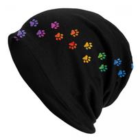 Colorful Dog Paw Skullies Beanies Caps Fashion Winter Warm Unisex Women Knitting Hat Adult Unisex Bonnet Hats Beanies Hat beige