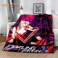 Zero Two DARLING In The FRANXX Minkštas Pliušinis Antklodė, Flanelinis Mesti Antklodė Svetainei Miegamajam Lovai Sofai Pikniko Danga 3D 75cm x 90cm