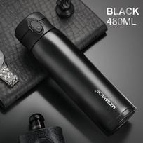 UZSPACE Verslo Sporto Vandens Butelis Vakuuminė Kolba Nerūdijančio Plieno Termosas Tiesioginis Gėrimas Sandarus Nešiojamas Automobilinis Arbatos Puodelis Kavai <500ml black